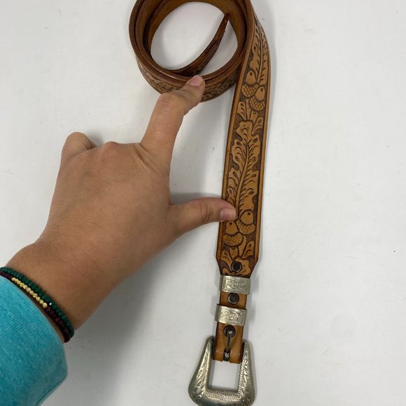 Justin Womens Ladies Top Grain Cowhide Brown Leather Belt 343A - Picture 3 of 15